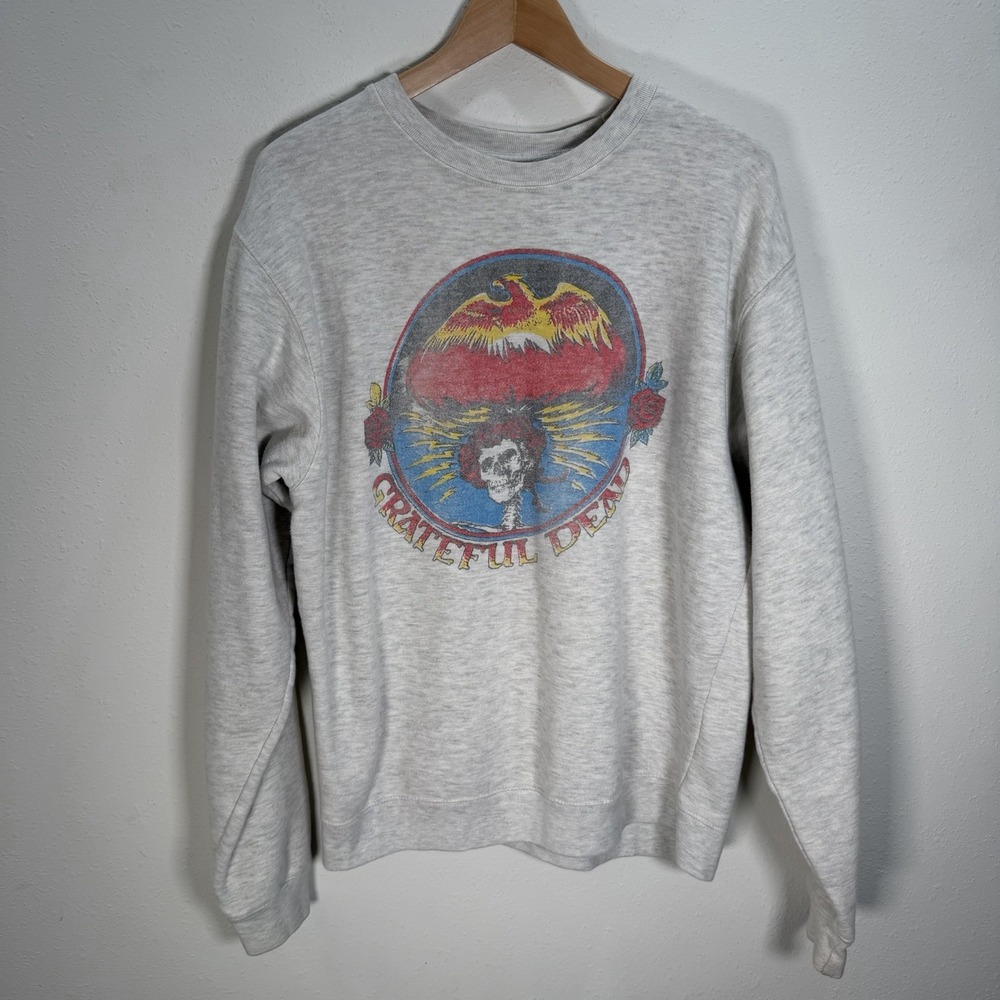 Grateful Dead Sweatshirt Men's Sz S Gray Crew Pullover Junk Food GD Skull Roses